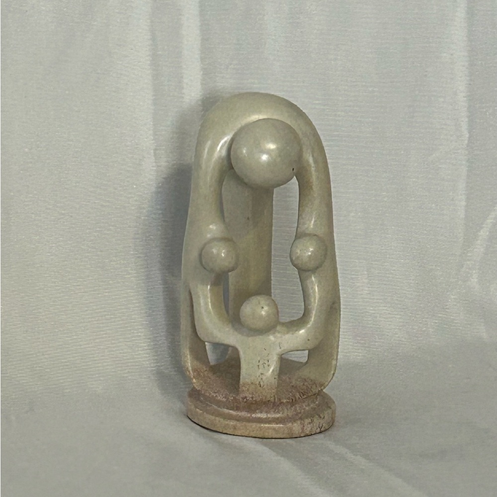 Elegant Cream Sculpture hand-carved Kenyan soapstone abstract family unity